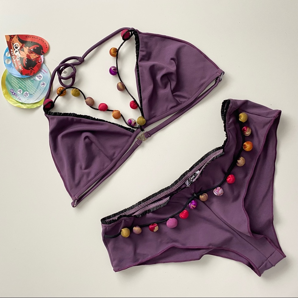 BLEU GLUE rebranded THAIKILA Bikini Set in Plum color Size L. Made in Bali.
